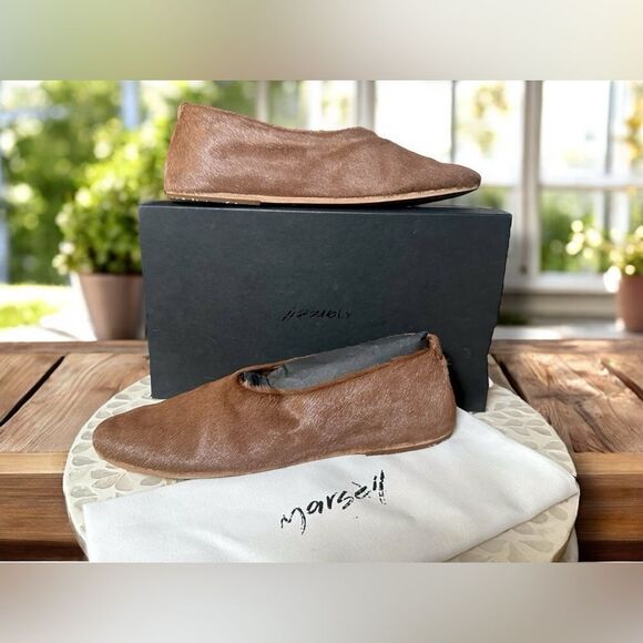 MARSELL Italy $1098 Limited Coltellaccio Ballerina Flats Pony Fur Hide Noce 39 - Picture 8 of 16